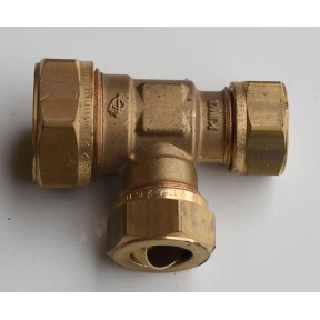 Brass compression reducing tee (reducing on run and branch) 601R